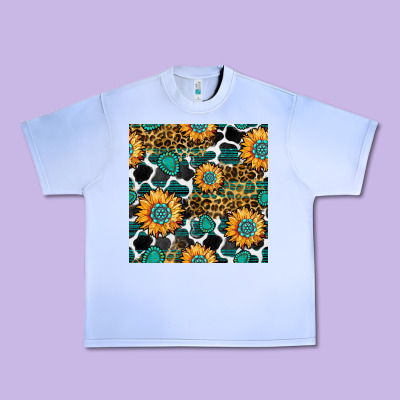 Gemstone Sunflower Leopard Seamless Pattern Urban Heavy Tee Designed By Bundleandbundleshop
