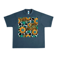 Midnight Navy gemstone sunflower leopard seamless pattern Urban Heavy Tee - BundleAndBundleShop
