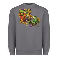 Storm louisiana map with mardi gras crocodile Heavyweight Sweatshirt - RanaPortraitStore