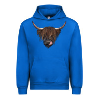Cobalt Black highland cow Urban Hoodie - RanaPortraitStore