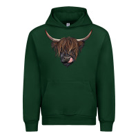 Forest Green Black highland cow Urban Hoodie - RanaPortraitStore