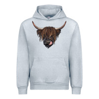 Heather Grey Black highland cow Urban Hoodie - RanaPortraitStore
