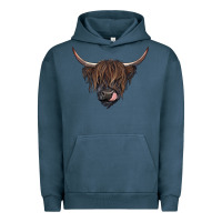 Pigment Midnight Navy Black highland cow Urban Hoodie - RanaPortraitStore