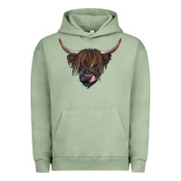Pigment Oil Green Black highland cow Urban Hoodie - RanaPortraitStore