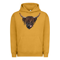 Pigment Peanut Butter Black highland cow Urban Hoodie - RanaPortraitStore