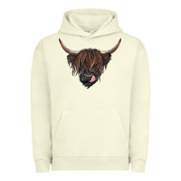 Pigment Pistachio Black highland cow Urban Hoodie - RanaPortraitStore