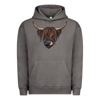 Pigment Tornado Black highland cow Urban Hoodie - RanaPortraitStore