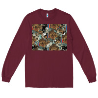 Burgundy Dog Pattern Long Sleeve Tee - CowhideDigitalArt