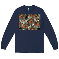 Navy Dog Pattern Long Sleeve Tee - CowhideDigitalArt