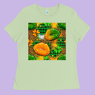 Irish Lips Seamless Pattern Digital Paper Ladies Tee Designed By Bundleandbundleshop