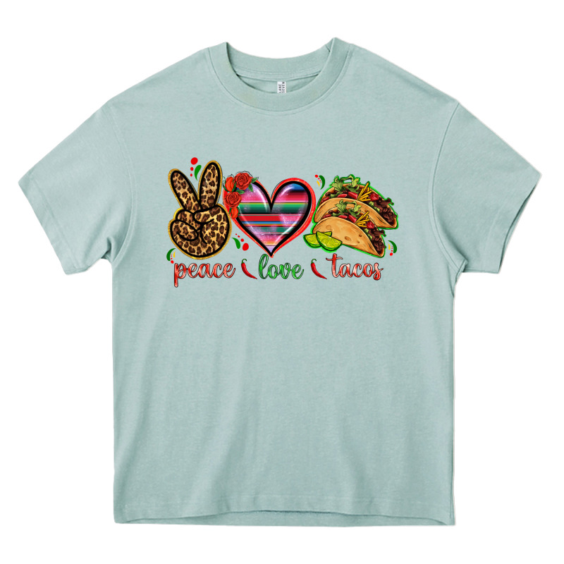 Peace Love Tacos Mexico Heavy Core Tee by HowdyJamesFarm | Teevron