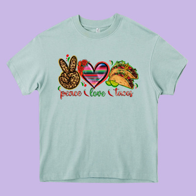 Peace Love Tacos Mexico Heavy Core Tee Designed By Howdyjamesfarm