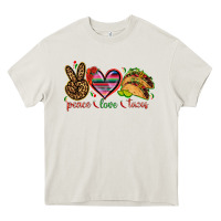 Cream Peace love tacos Mexico Heavy Core Tee - HowdyJamesFarm
