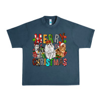 Midnight Navy Merry christmas cats Urban Heavy Tee - FaDigitalArtStudio