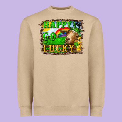 Happy Go Lucky Goat Heavyweight Sweatshirt Designed By Ranaportraitstore