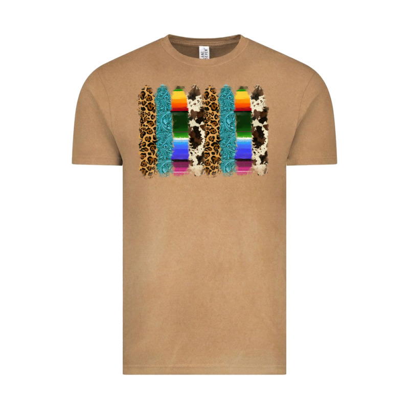 Serape Leopard Tooled Leather Cowhide Background Vintage Tee by RanaPortraitStore | Teevron