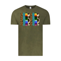 Vintage Olive serape leopard tooled leather cowhide background Vintage Tee - RanaPortraitStore