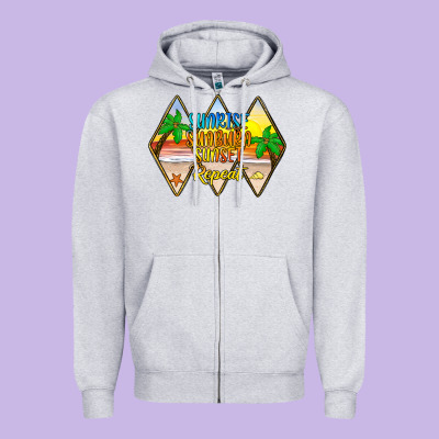 Sunrise Sunburn Sunset Repeat Zipper Hoodie Designed By Jahusdesignshop