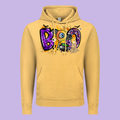 Boo Vintage Hoodie Designed By Cowhidedigitalart