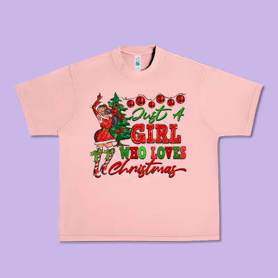 Just A Girl Who Loves Christmas Urban Heavy Tee Designed By Fadigitalartstudio