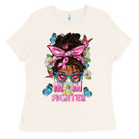 Bone Mom Is A Fighter And Afro Messy Bun Mom Ladies Tee - BundleAndBundleShop