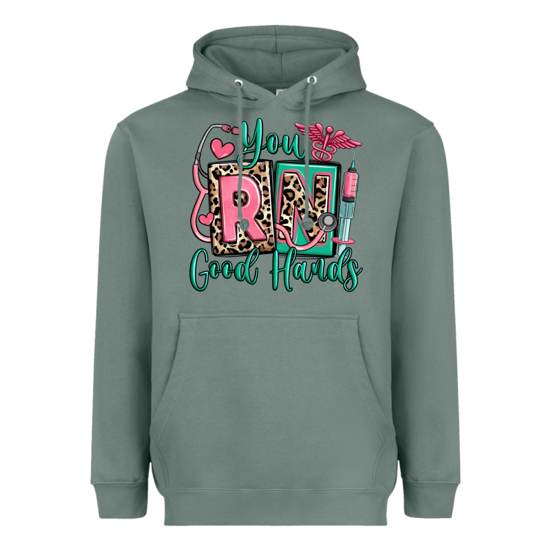 You Rn Good Hands Registered Nurse Heavyweight Hoodie by RanaPortraitStore | Teevron