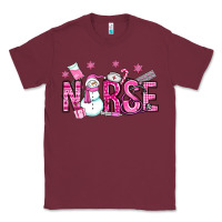 Burgundy nurse pink christmas Classic Tee - OliviaCreatesArt