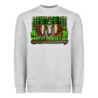 Heather Grey happy st. patrick's day horses with leprechaun hat and bandana Heavyweight Sweatshirt - RanaPortraitStore