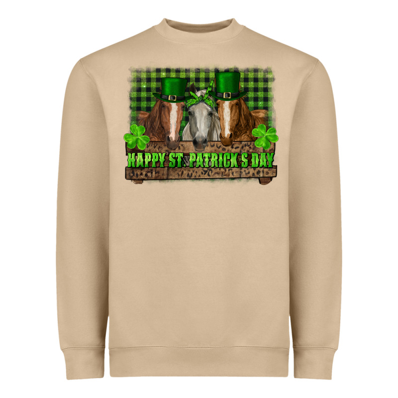Happy St. Patrick's Day Horses With Leprechaun Hat And Bandana Heavyweight Sweatshirt by RanaPortraitStore | Teevron