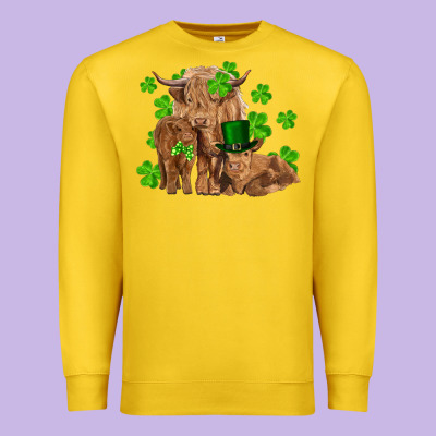 St Patricks Day Cow Family Premium Sweatshirt Designed By Ranaportraitstore