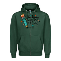 Sports Green teaching i̇s a work of heart Zipper Hoodie - JahusDesignShop