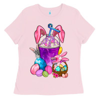 Bubblegum Pink Easter Coffee Cup Ladies Tee - BundleAndBundleShop