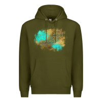 Army Green turquoise leopard patch Premium Hoodie - Jasminsmagicworld