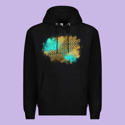 Turquoise Leopard Patch Premium Hoodie Designed By Jasminsmagicworld