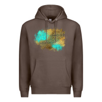 Coffee turquoise leopard patch Premium Hoodie - Jasminsmagicworld