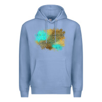 Colony Blue turquoise leopard patch Premium Hoodie - Jasminsmagicworld