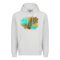 Dove Grey turquoise leopard patch Premium Hoodie - Jasminsmagicworld