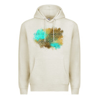 Oatmeal Heather turquoise leopard patch Premium Hoodie - Jasminsmagicworld