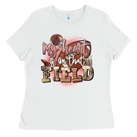 White my heart is on that field Ladies Tee - FaDigitalArtStudio