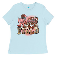 Baby Blue my heart is on that field Ladies Tee - FaDigitalArtStudio