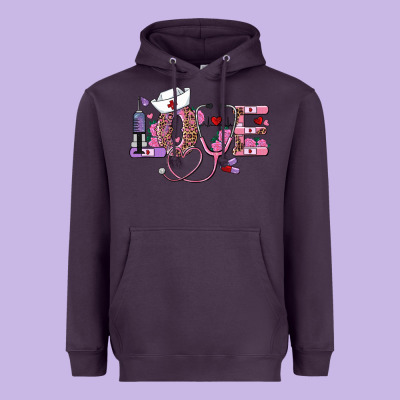 Valentines Day Nurse Love Heavyweight Hoodie Designed By Ranaportraitstore