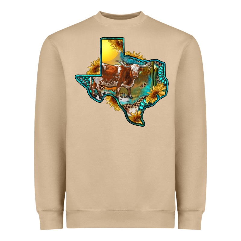 Western Texas Map With Longhorn Bull Heavyweight Sweatshirt by RanaPortraitStore | Teevron