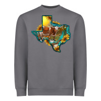 Storm western texas map with longhorn bull Heavyweight Sweatshirt - RanaPortraitStore