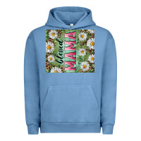 Pigment Pebble Blue Blessed mama with daisy and leopard Urban Hoodie - RanaPortraitStore