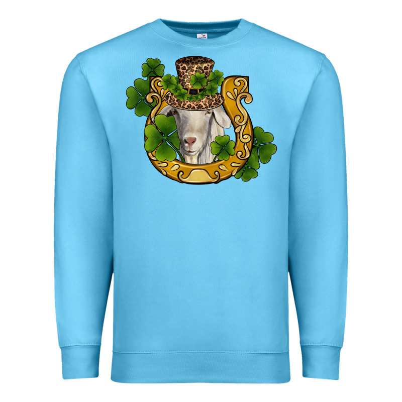 St Patricks Day Goat Horseshoe Shamrock Premium Sweatshirt by RanaPortraitStore | Teevron