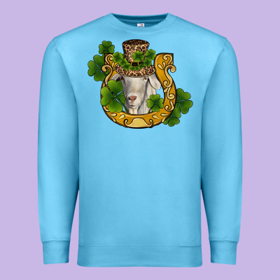 St Patricks Day Goat Horseshoe Shamrock Premium Sweatshirt Designed By Ranaportraitstore