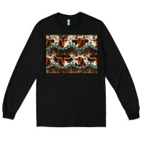 Black Longhorn Cow Pattern Long Sleeve Tee - CowhideDigitalArt
