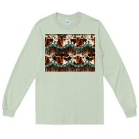 Matcha Longhorn Cow Pattern Long Sleeve Tee - CowhideDigitalArt