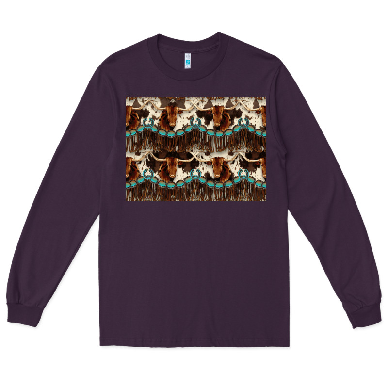 Longhorn Cow Pattern Long Sleeve Tee by CowhideDigitalArt | Teevron