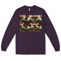 Plum Longhorn Cow Pattern Long Sleeve Tee - CowhideDigitalArt